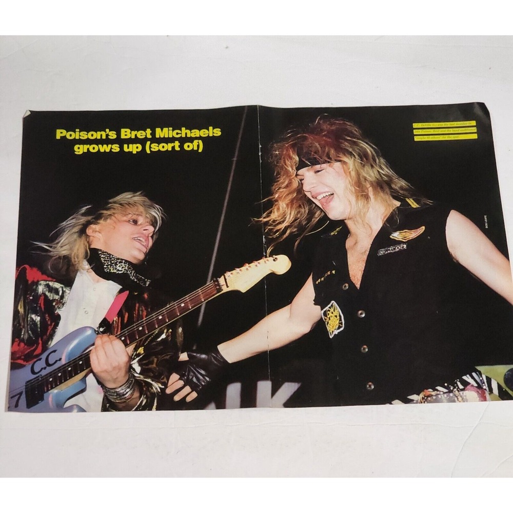 Poison Bret Michaels Color Centerfold Vintage Clipping 1980s 11x16 Rock Poster